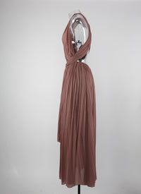 Robe longue drapée - Bois de Rose