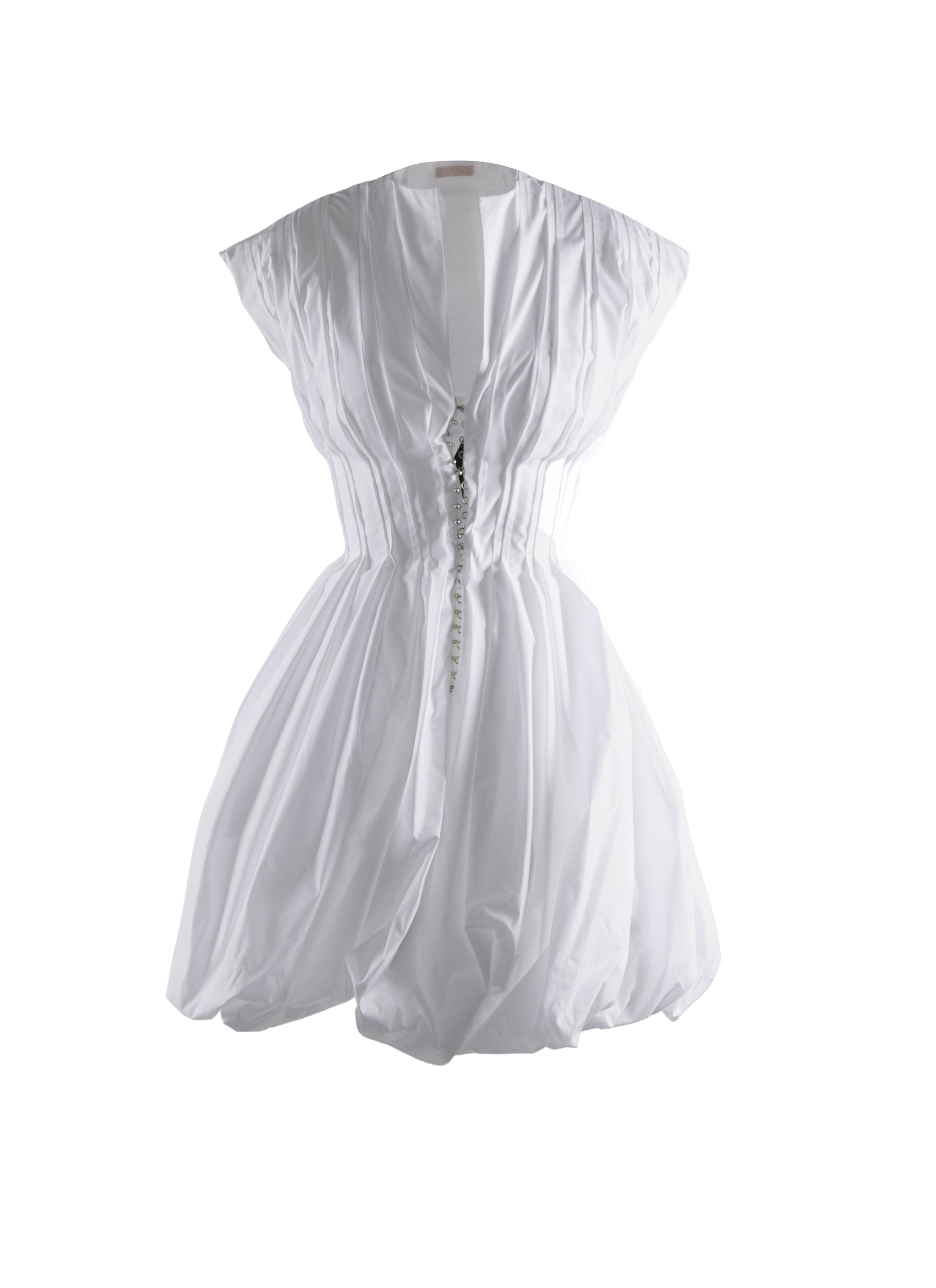 Robe courte évasée ceinturée à mancherons - Blanc