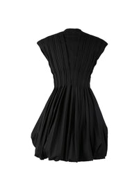 Short flared dress in wool and silk - Black