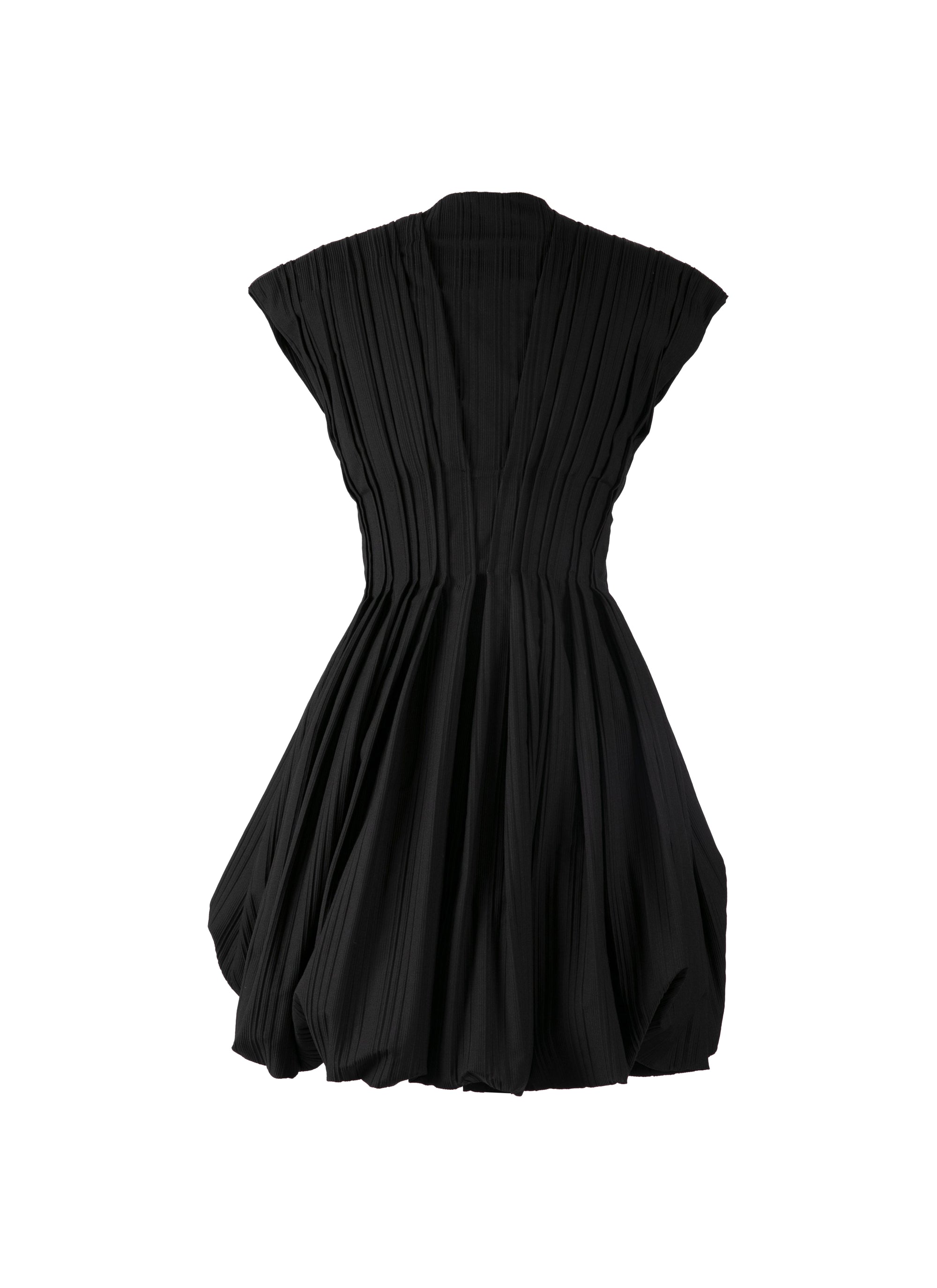 Short flared dress in wool and silk - Black