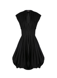 Short flared dress in wool and silk - Black