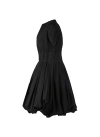 Short flared dress in wool and silk - Black