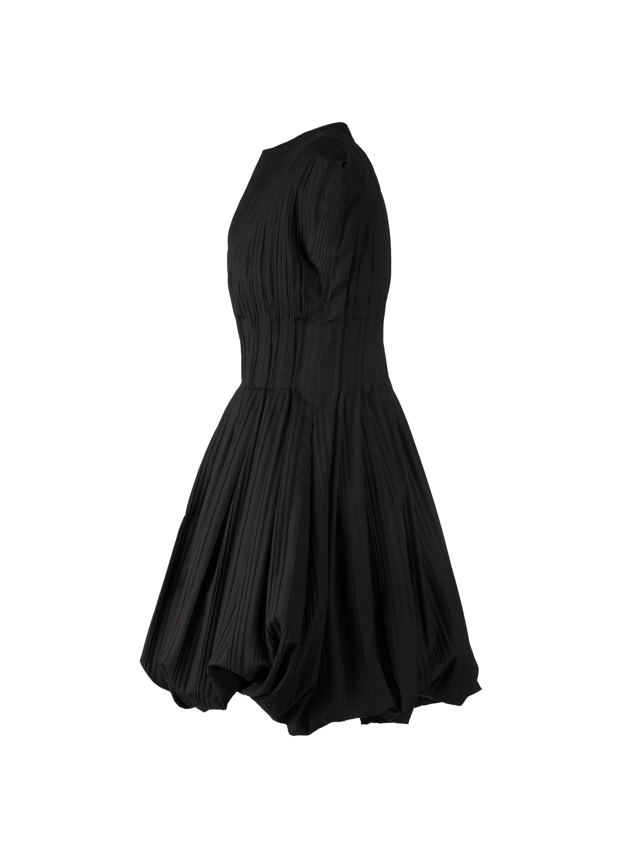 Short flared dress in wool and silk - Black