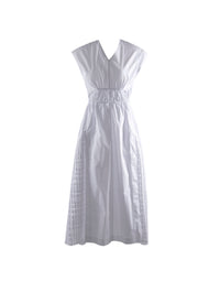Robe longue sans manches en popeline froncée - Blanc