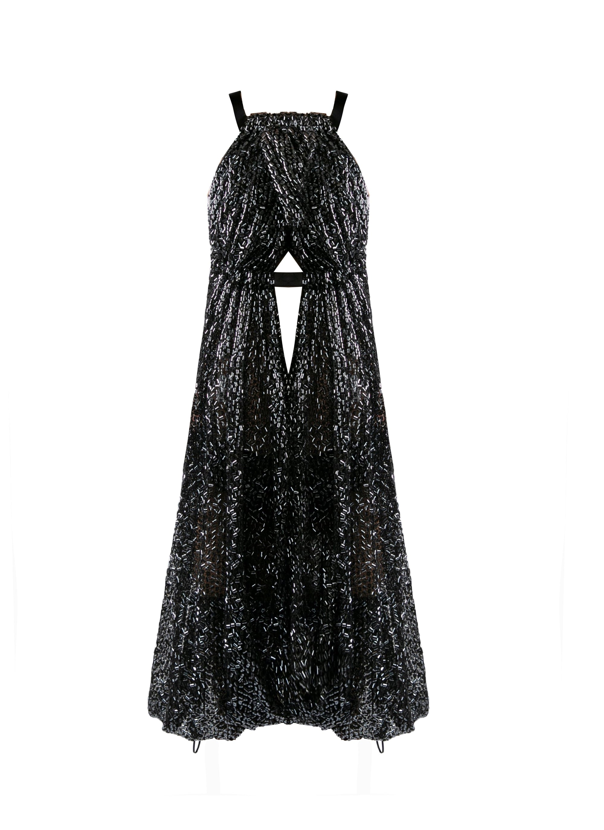 Metallic sequin goddess dress - Steel