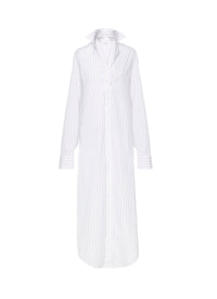 Plain Shirt Dress - White & Blue