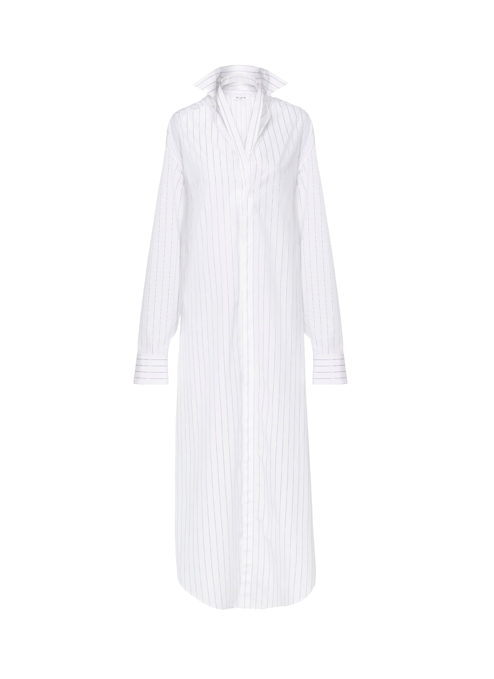 Plain Shirt Dress - White & Blue