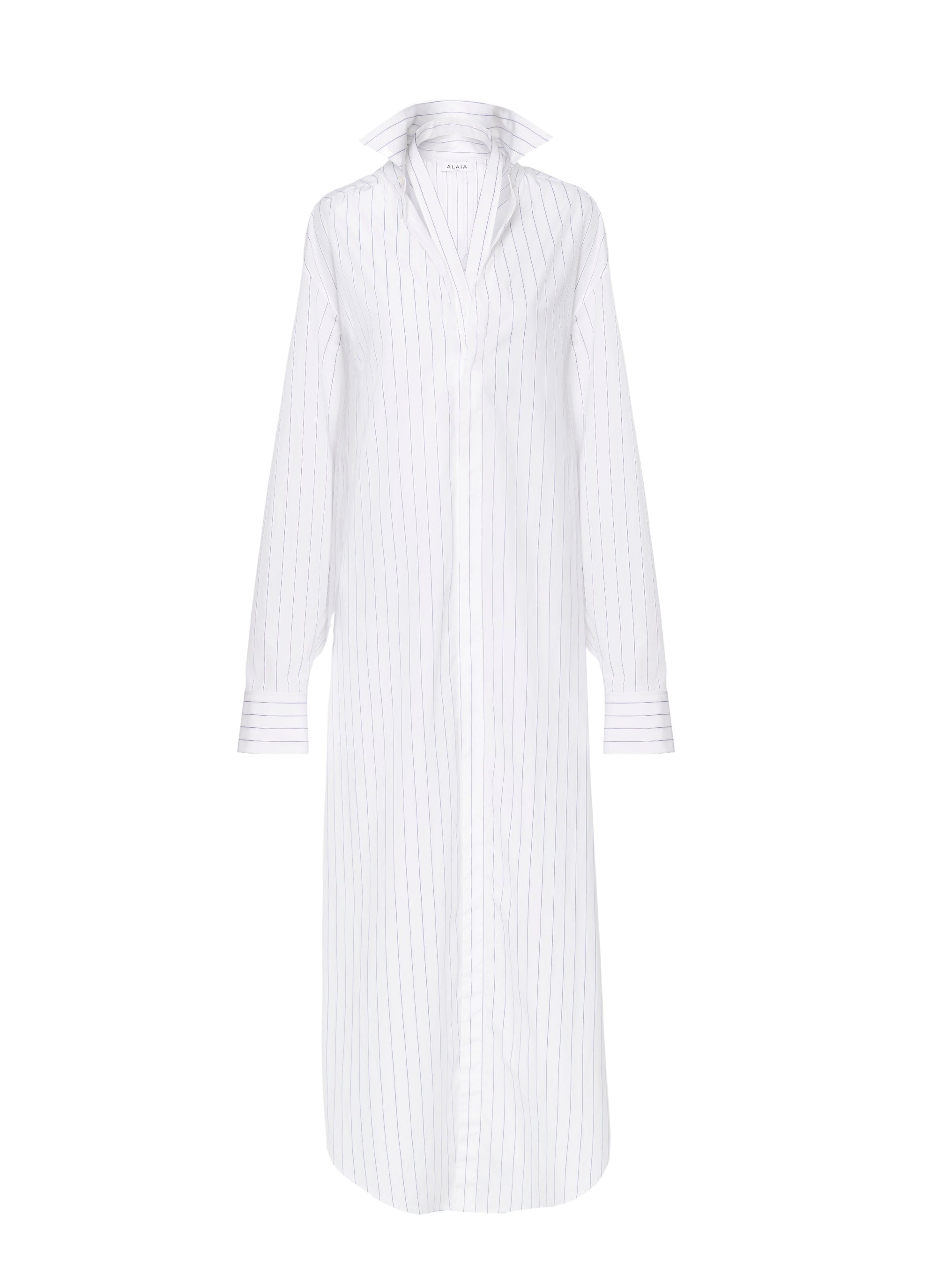 Robe chemise droite unie - Blanc & Bleu
