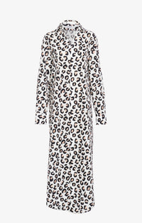 Robe-chemise en popeline imprimé léopard - Blanc & Noir
