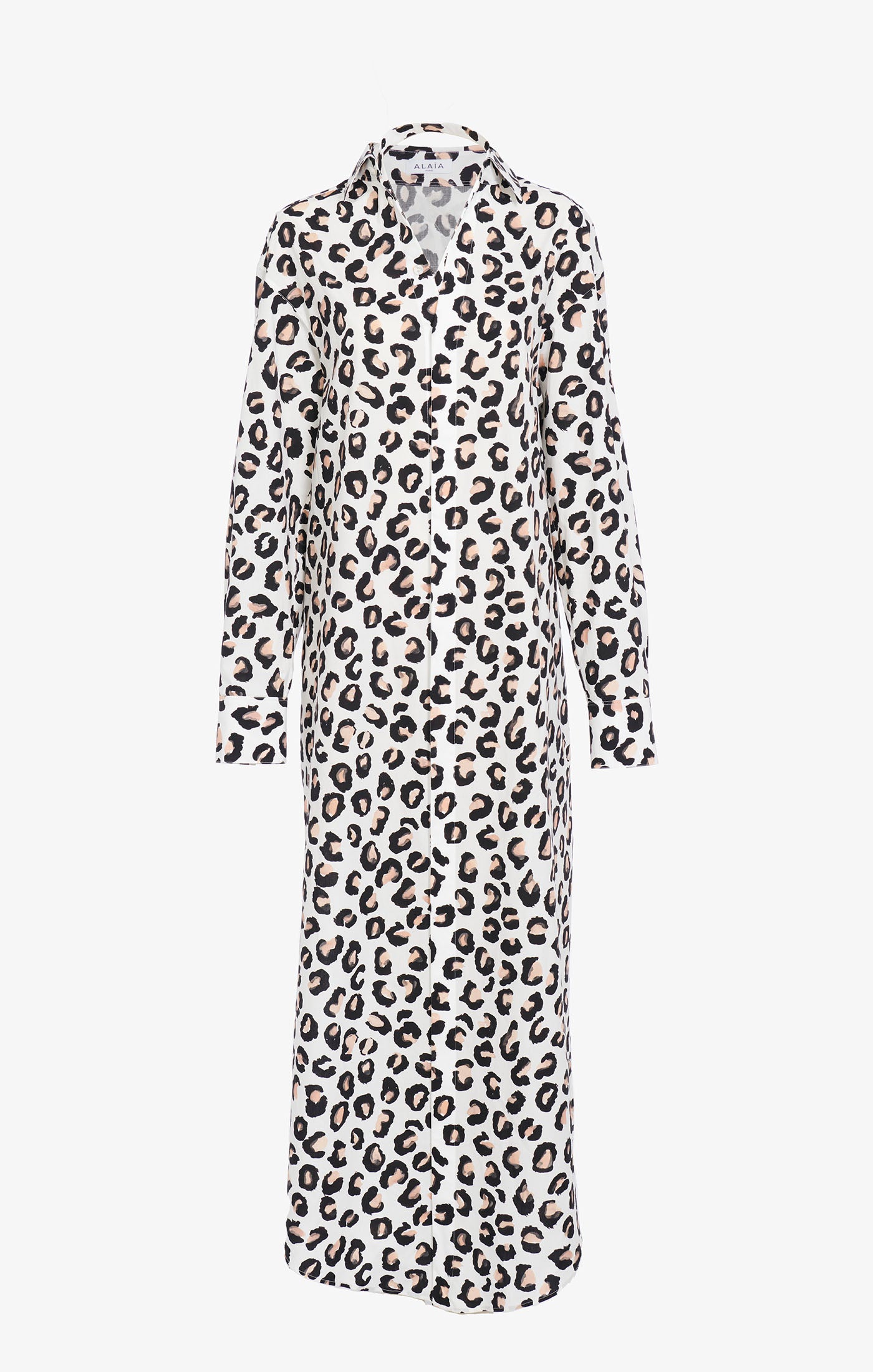Robe-chemise en popeline imprimé léopard - Blanc & Noir