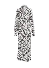 Robe-chemise en popeline imprimé léopard - Blanc & Noir