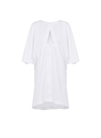 Robe à capuche boutonnée - Blanc