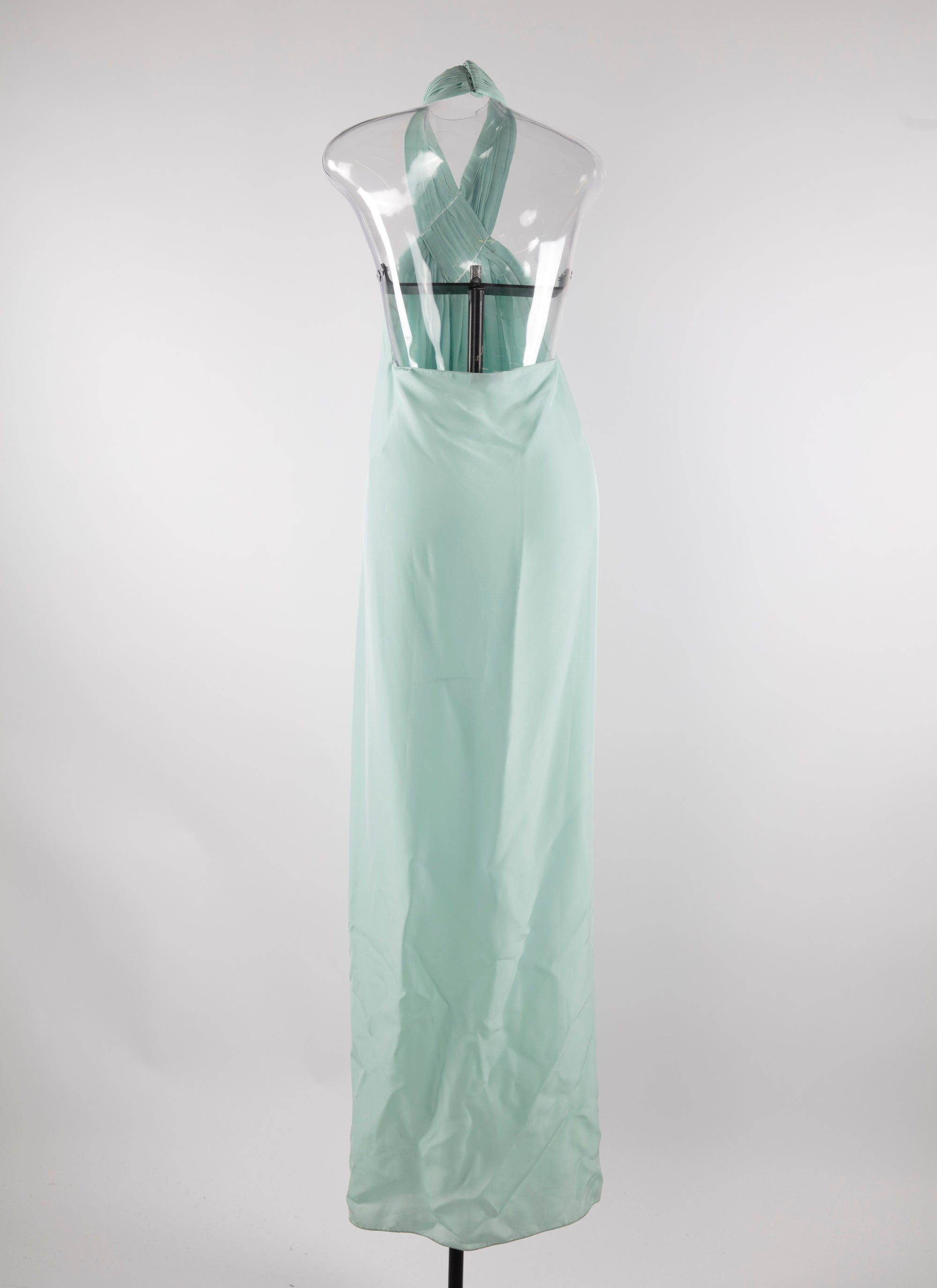 Sleeveless silk halter maxi dress - Almond Green