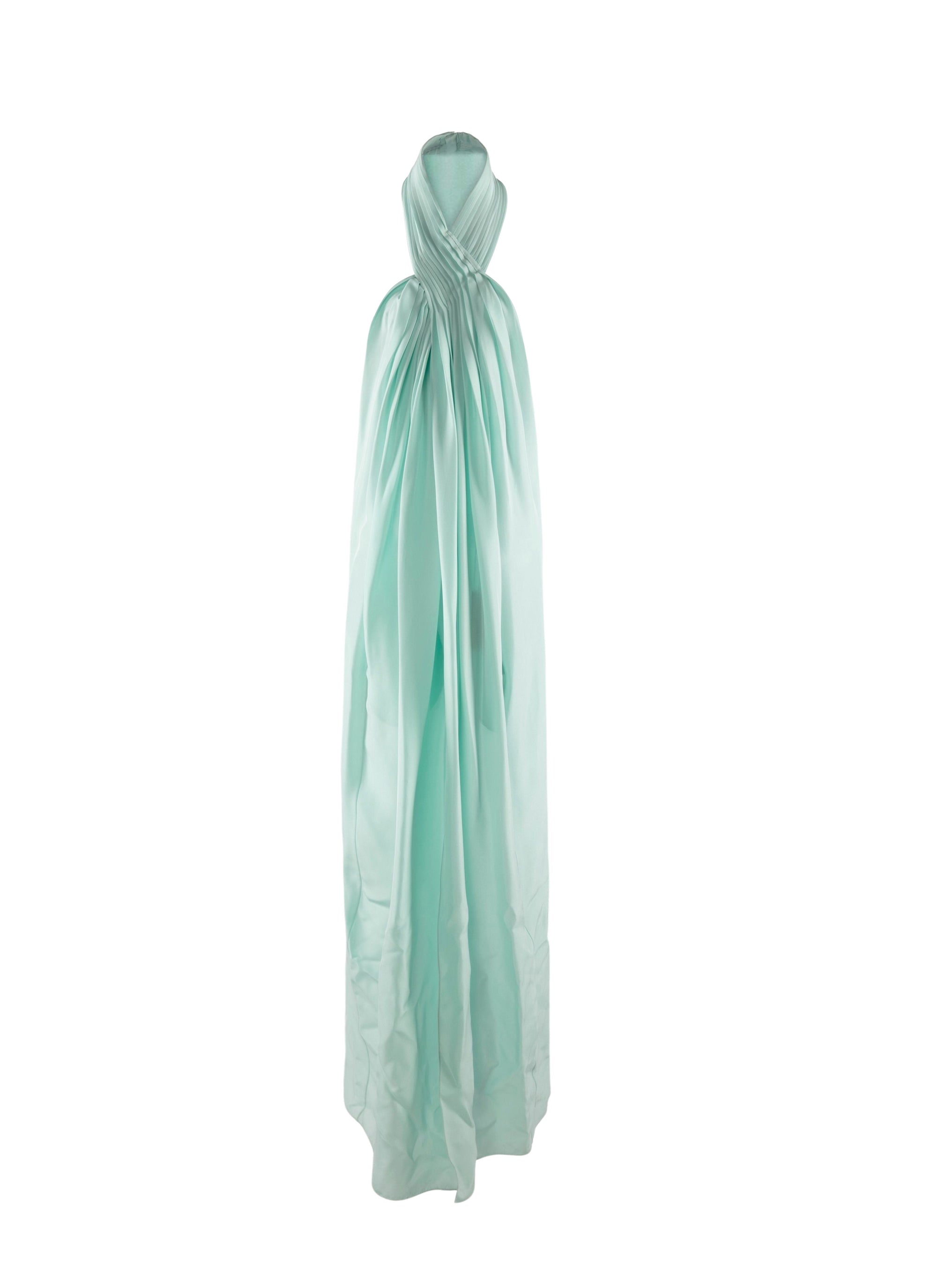 Sleeveless silk halter maxi dress - Almond Green