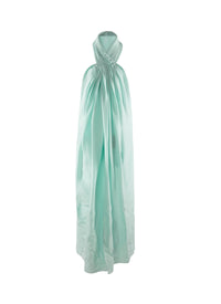 Robe longue dos nu en soie sans manches - Vert Amande