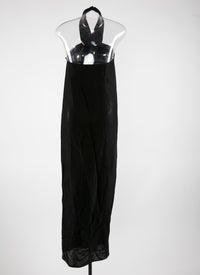 Robe longue dos nu en soie sans manches - Noir Alaia