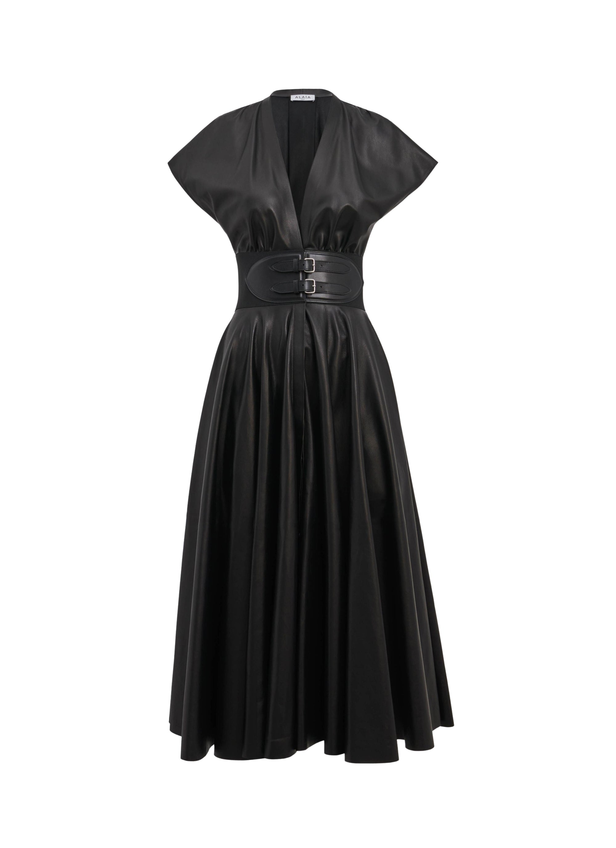 Belted leather dress - Black Alaïa