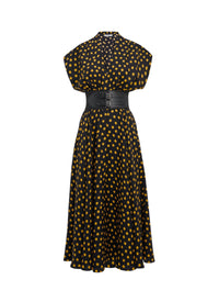 Silk confetti polka dot belted dress - Nuit & Jaune