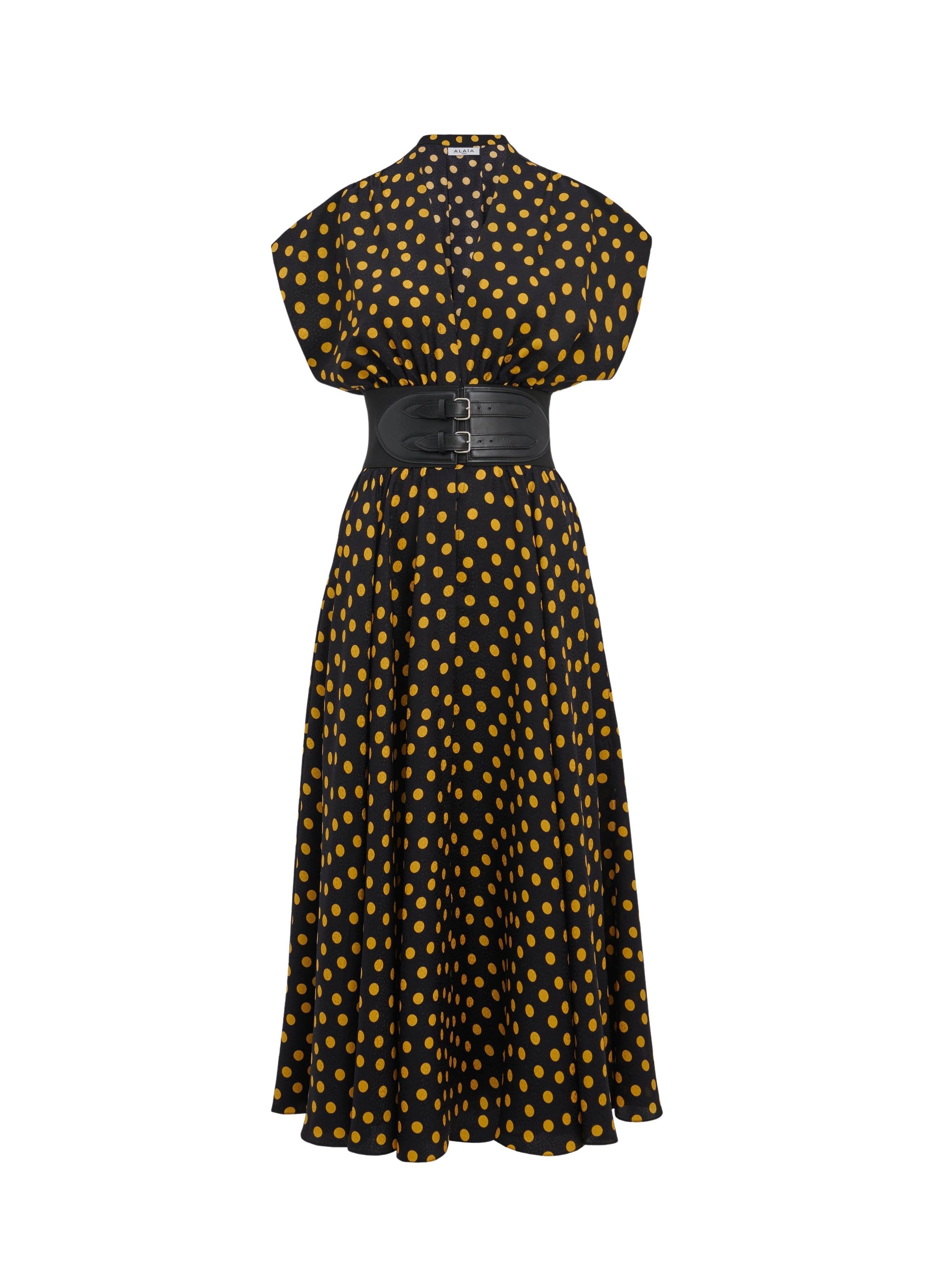 Silk confetti polka dot belted dress - Nuit & Jaune
