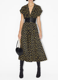 Silk confetti polka dot belted dress - Nuit & Jaune