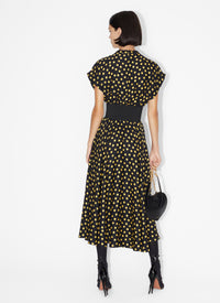 Silk confetti polka dot belted dress - Nuit & Jaune