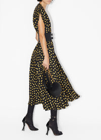 Silk confetti polka dot belted dress - Nuit & Jaune
