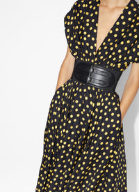 Silk confetti polka dot belted dress - Nuit & Jaune