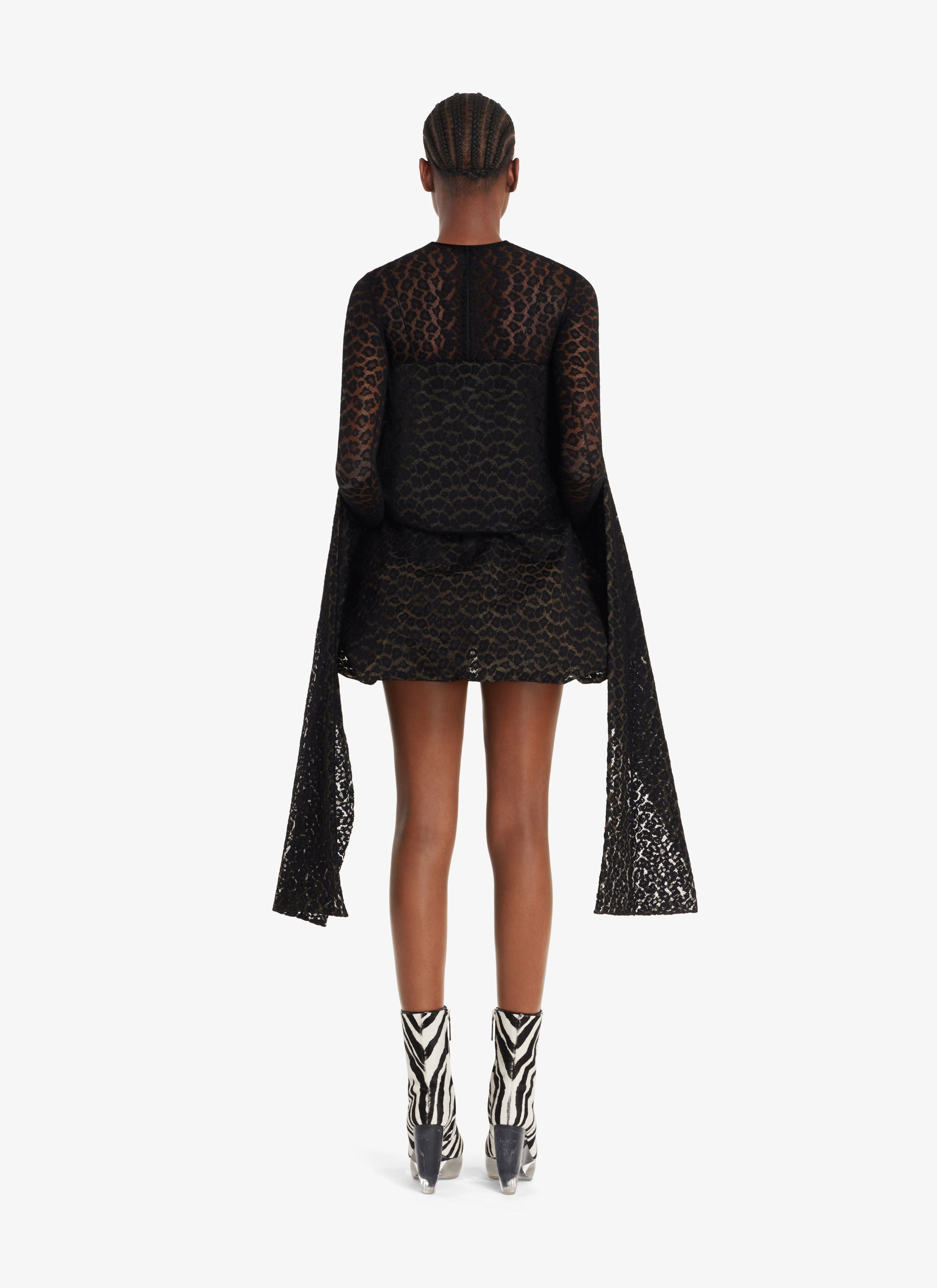 Robe portefeuille en dentelle - Noir Alaïa