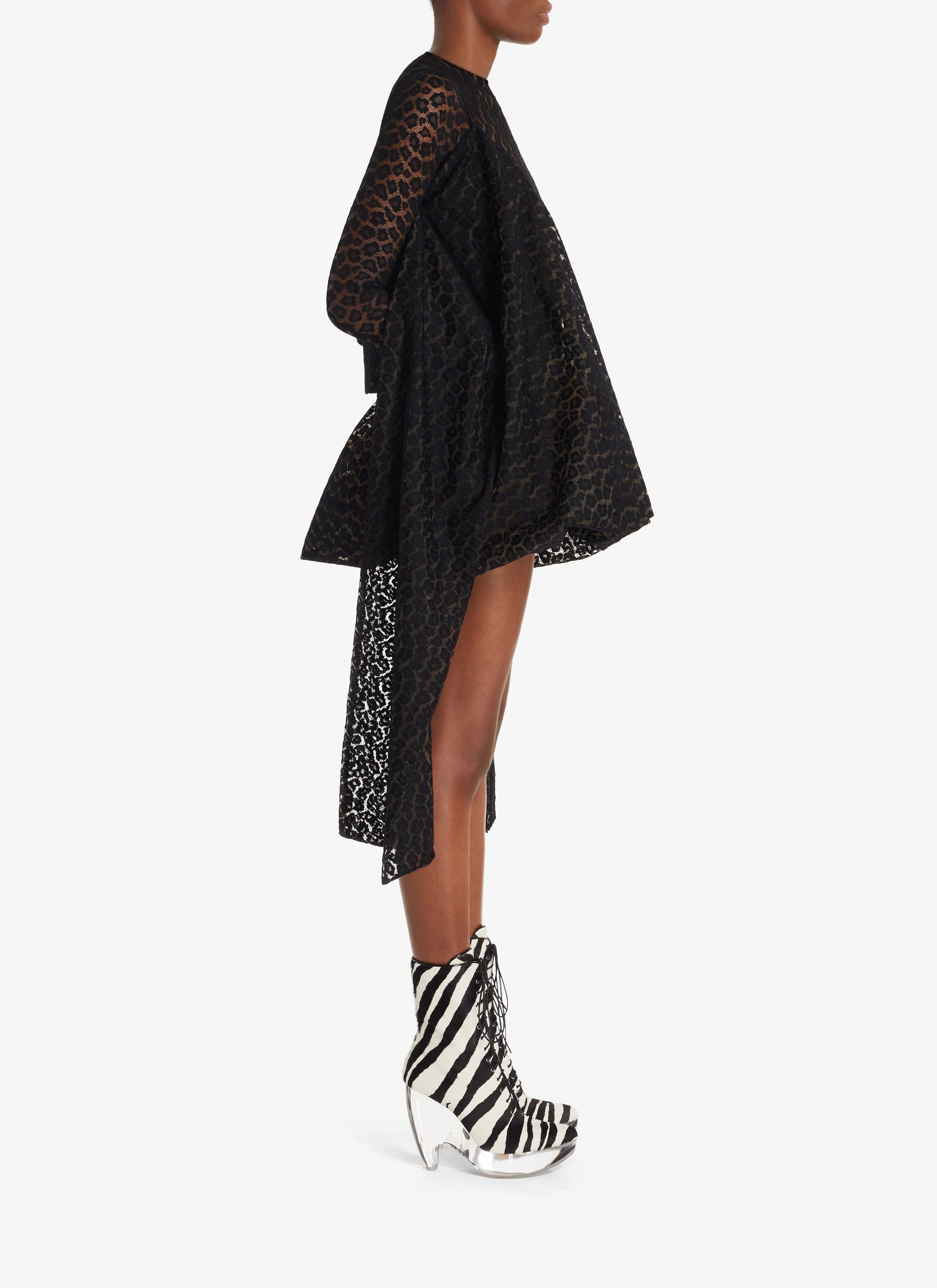 Robe portefeuille en dentelle - Noir Alaïa