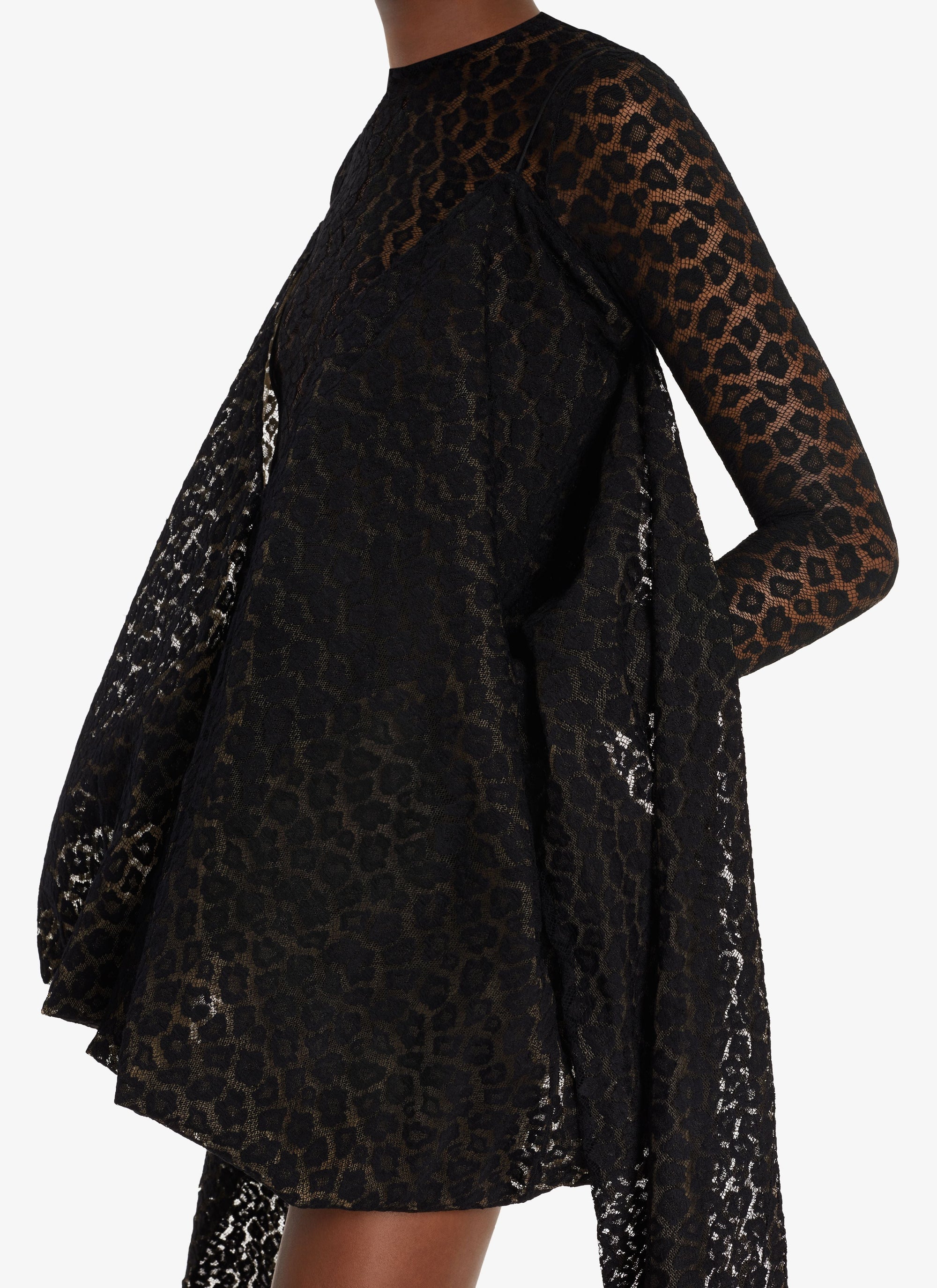Robe portefeuille en dentelle - Noir Alaïa