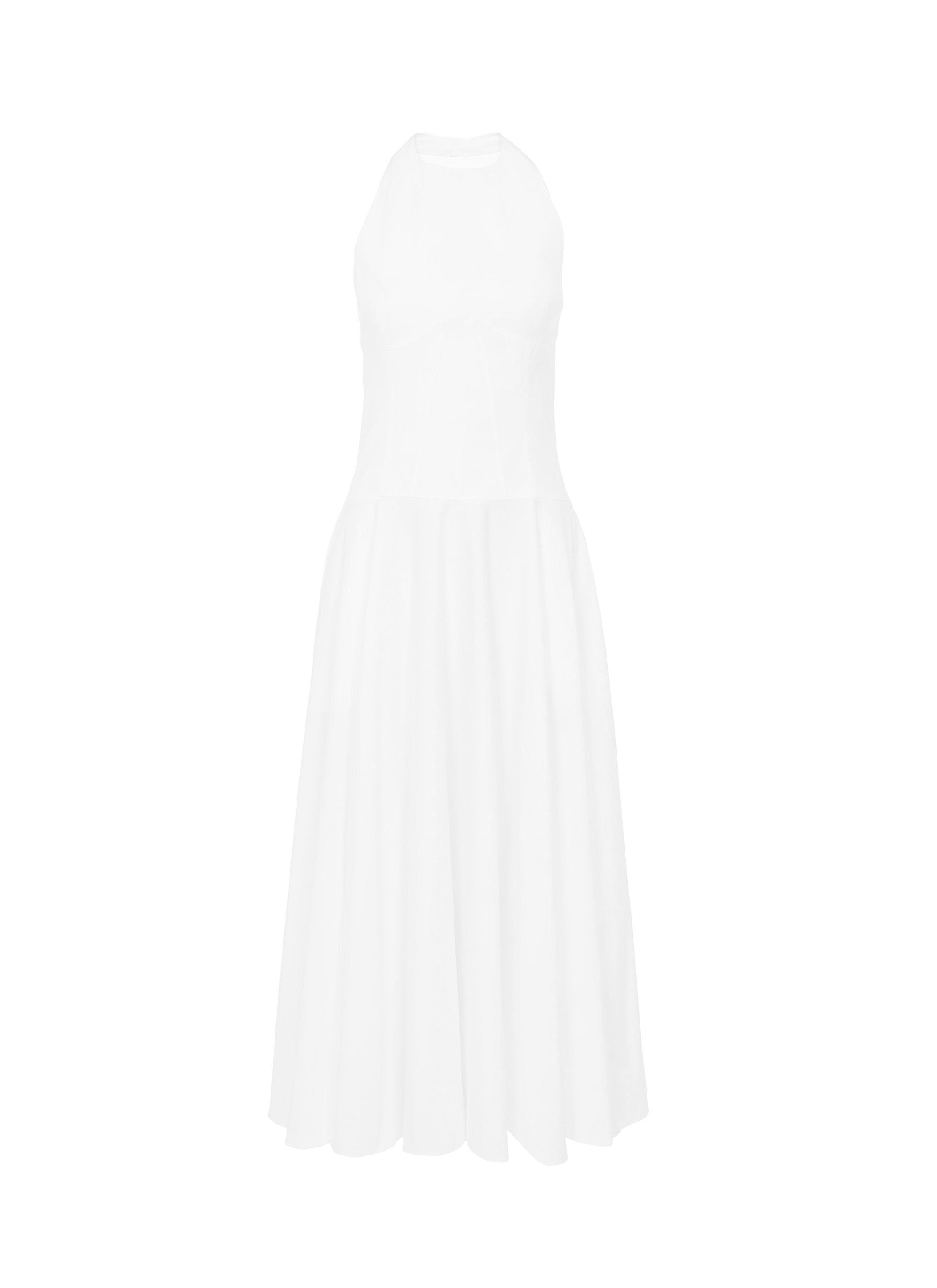 Robe d’été longue en popeline de coton - Blanc