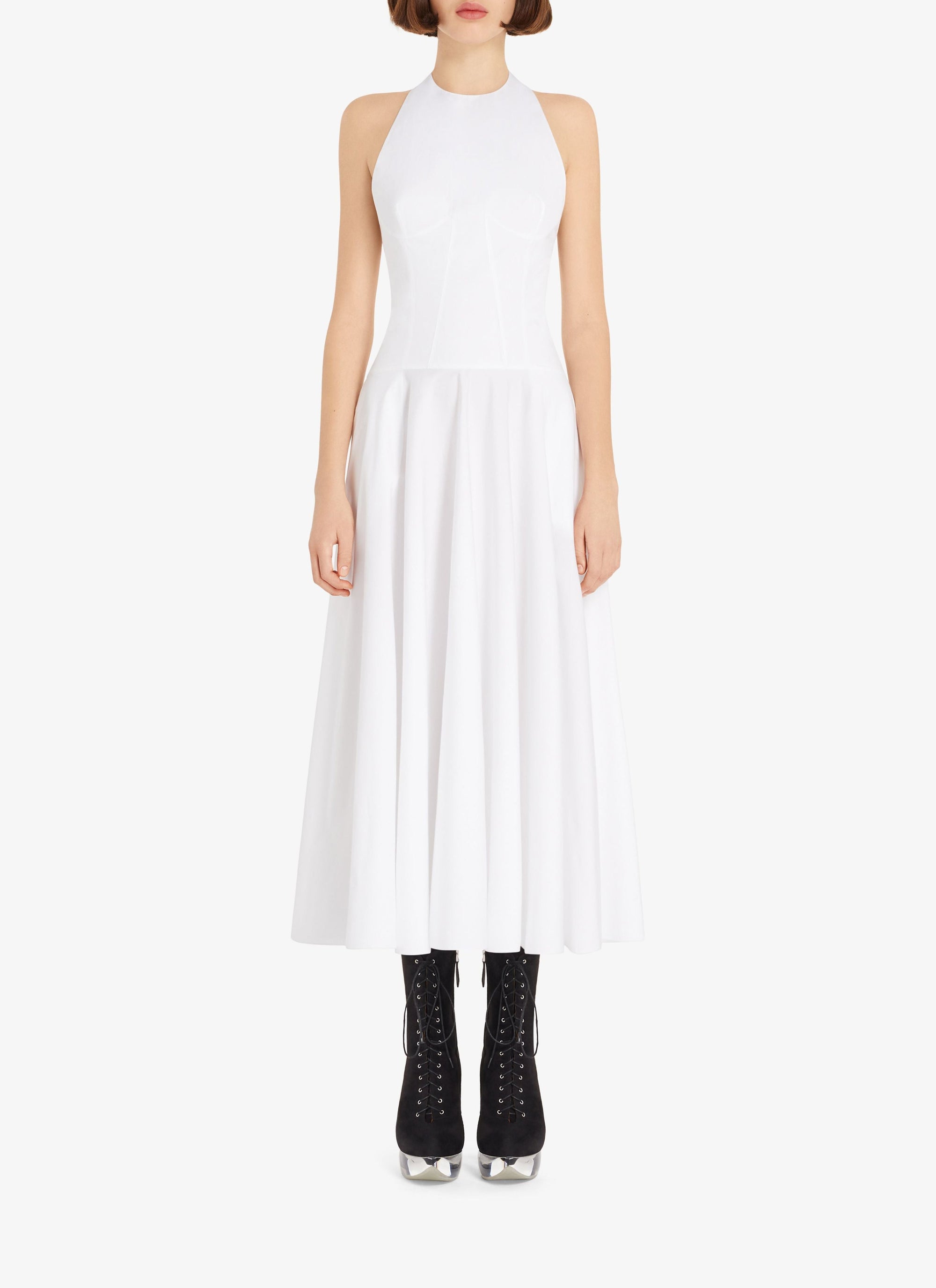 Robe d’été longue en popeline de coton - Blanc
