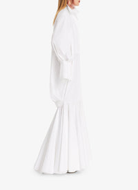 Robe très longue en popeline de coton - Blanc