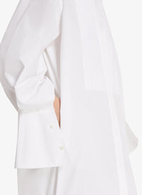 Robe très longue en popeline de coton - Blanc