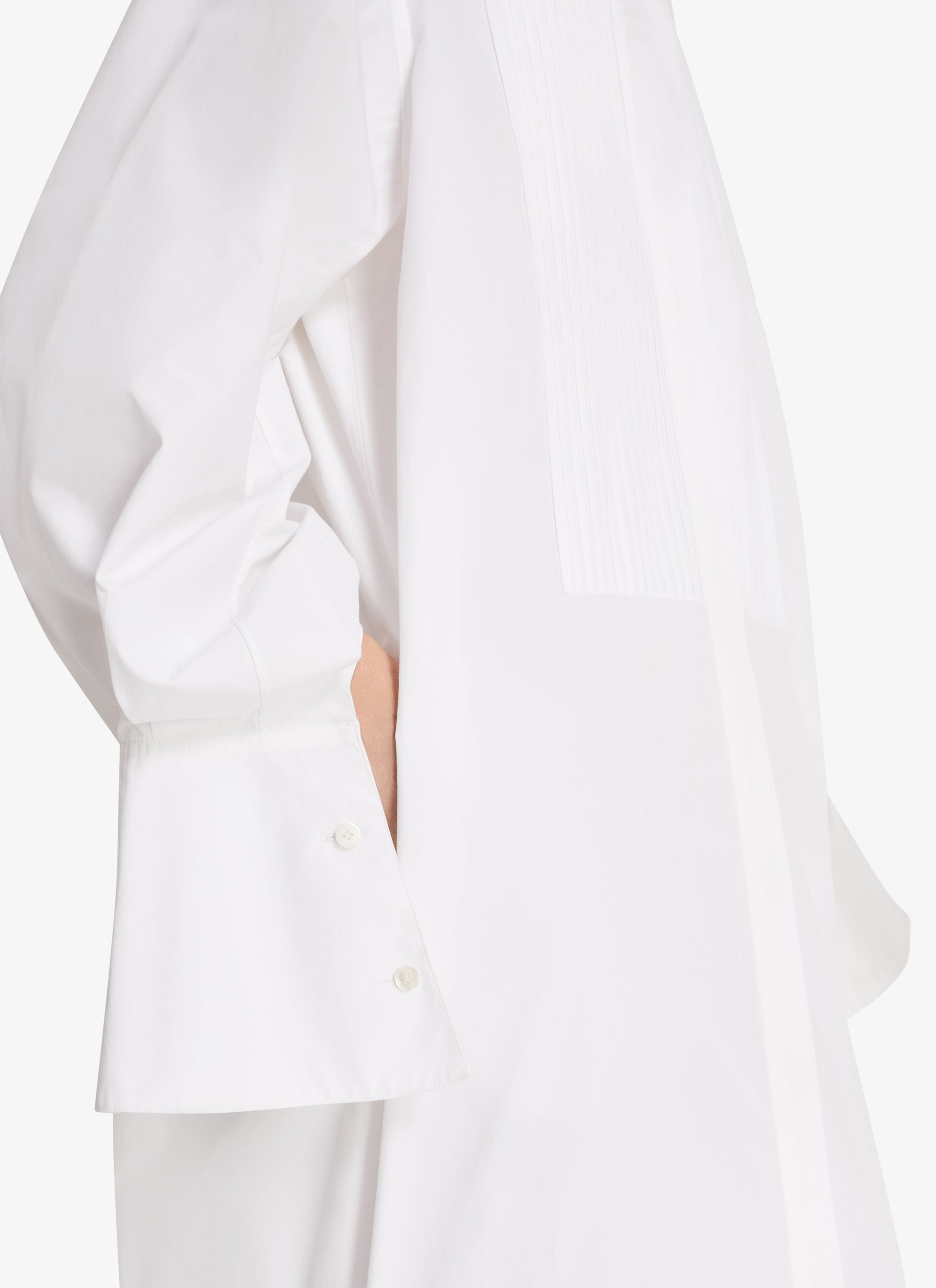 Robe très longue en popeline de coton - Blanc