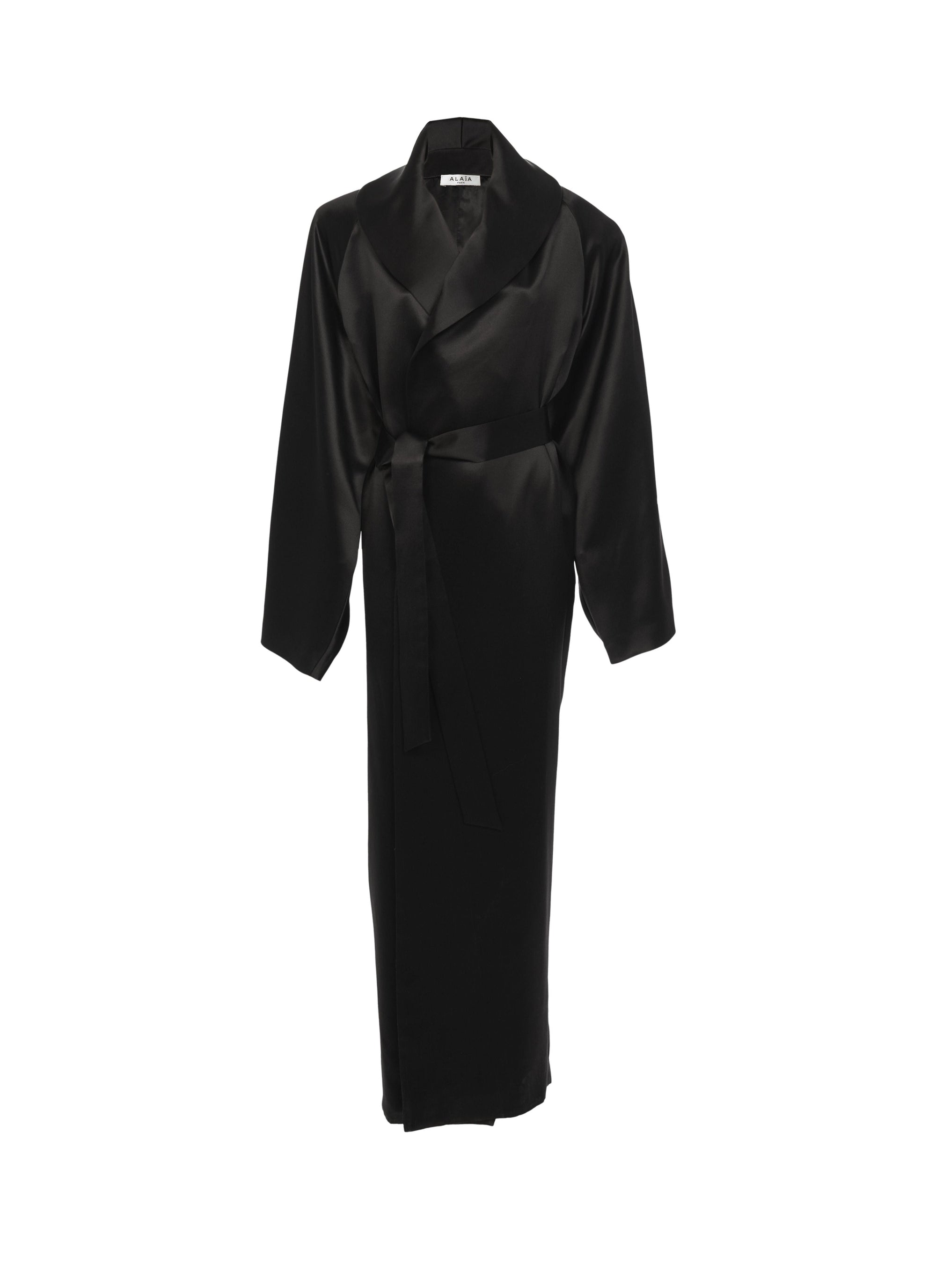 Robe de chambre en soie et laine - Noir Alaïa