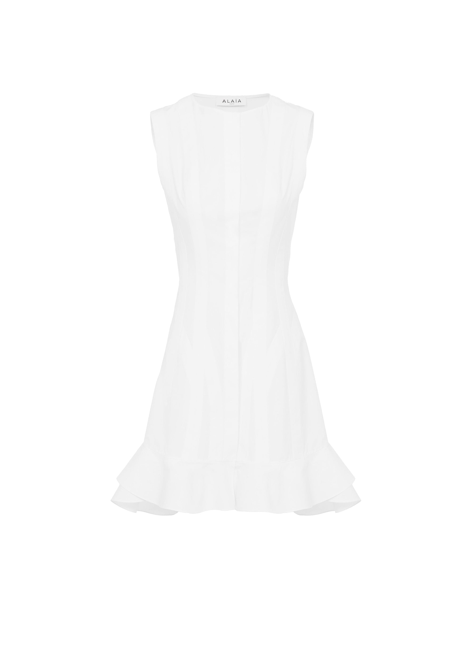 Robe sans manches sculptante en popeline - Blanc