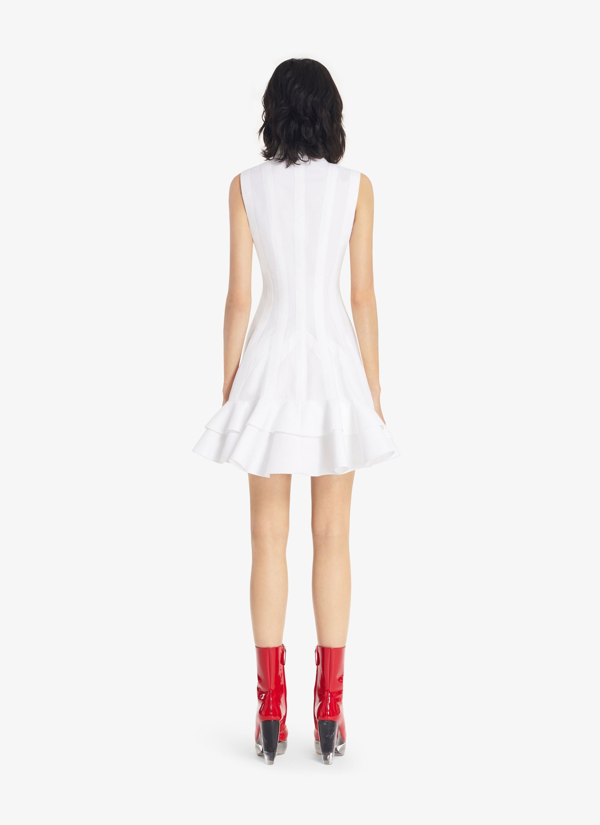 Robe sans manches sculptante en popeline - Blanc