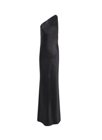 Robe asymétrique en soie et laine - Noir Alaïa