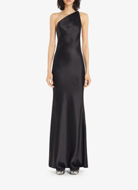 Robe asymétrique en soie et laine - Noir Alaïa