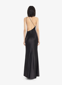 Robe asymétrique en soie et laine - Noir Alaïa
