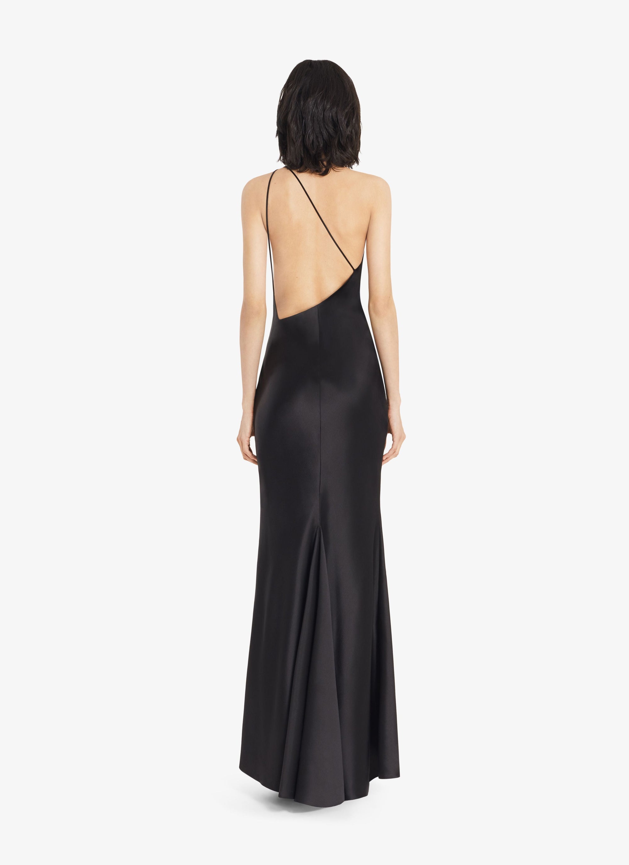 Robe asymétrique en soie et laine - Noir Alaïa