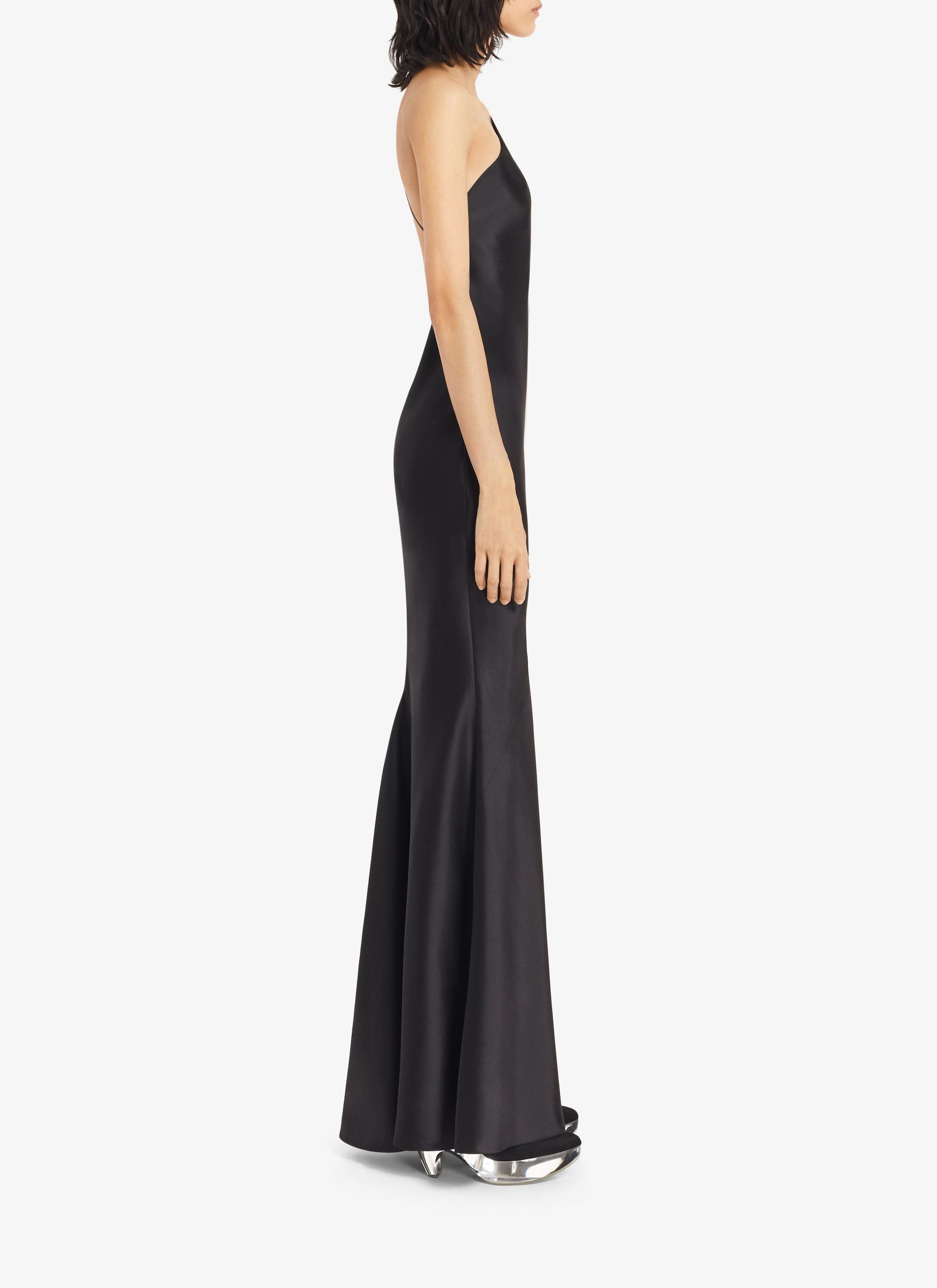 Robe asymétrique en soie et laine - Noir Alaïa