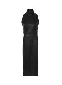 Robe midi tube en cuir - Noir Alaïa