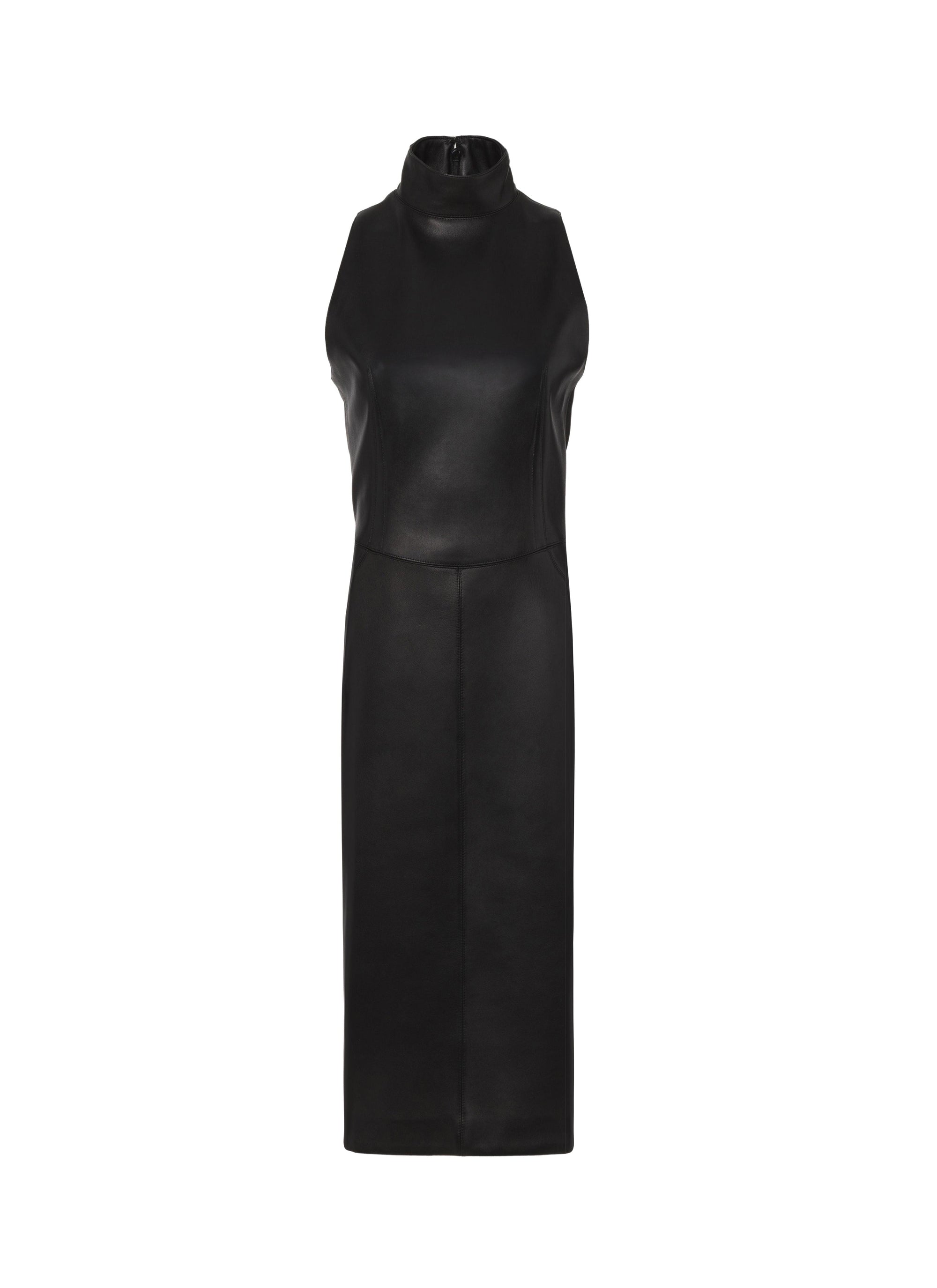 Robe midi tube en cuir - Noir Alaïa