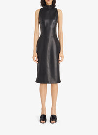 Robe midi tube en cuir - Noir Alaïa