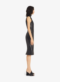 Robe midi tube en cuir - Noir Alaïa