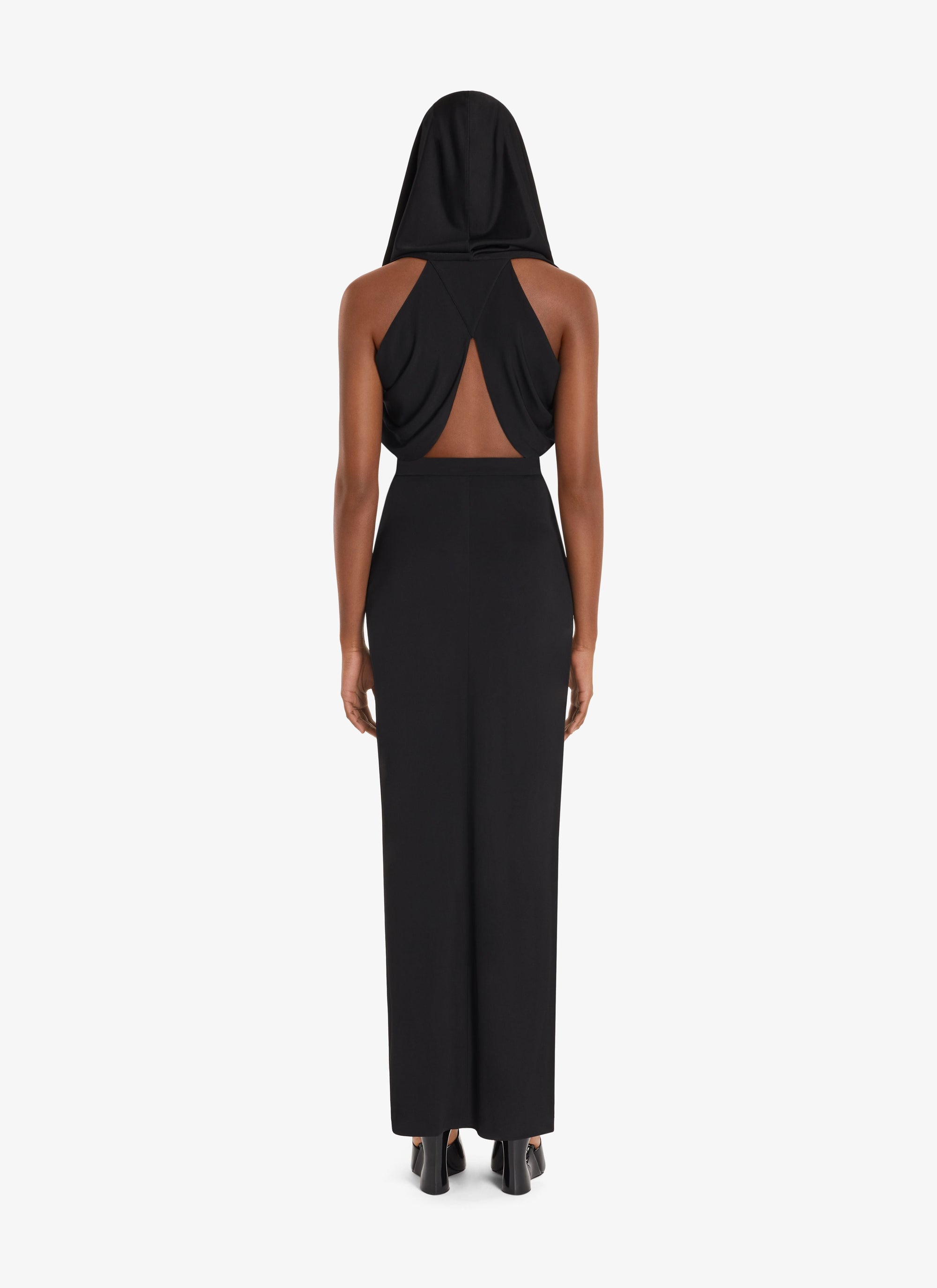 Robe fluide à capuche - Noir Alaïa
