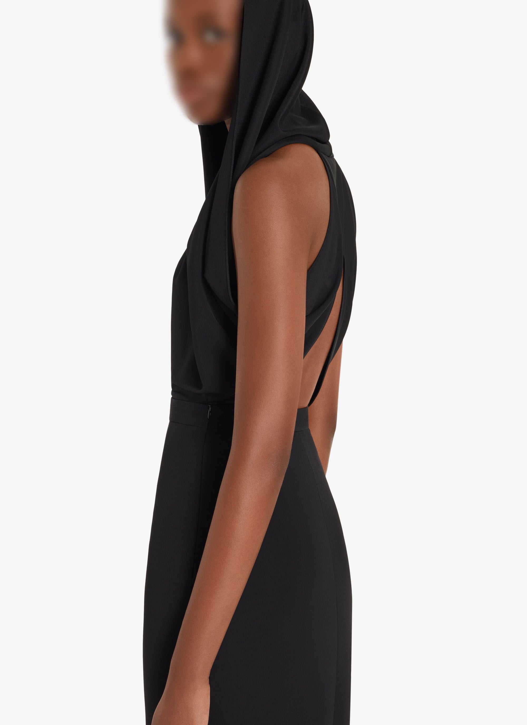 Robe fluide à capuche - Noir Alaïa