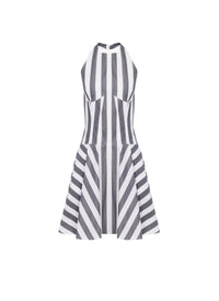 Robe d’été courte en popeline rayée - Blanc & Noir